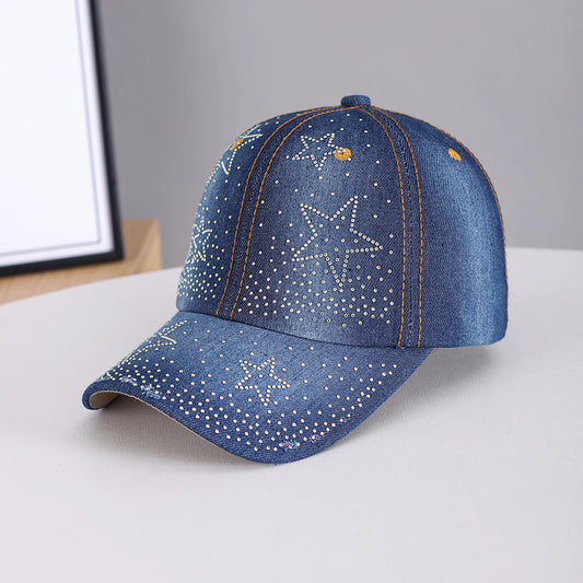 Vintage Chic Style Star-Shaped Rhinestone Five-Pointed Star Baseball Cap