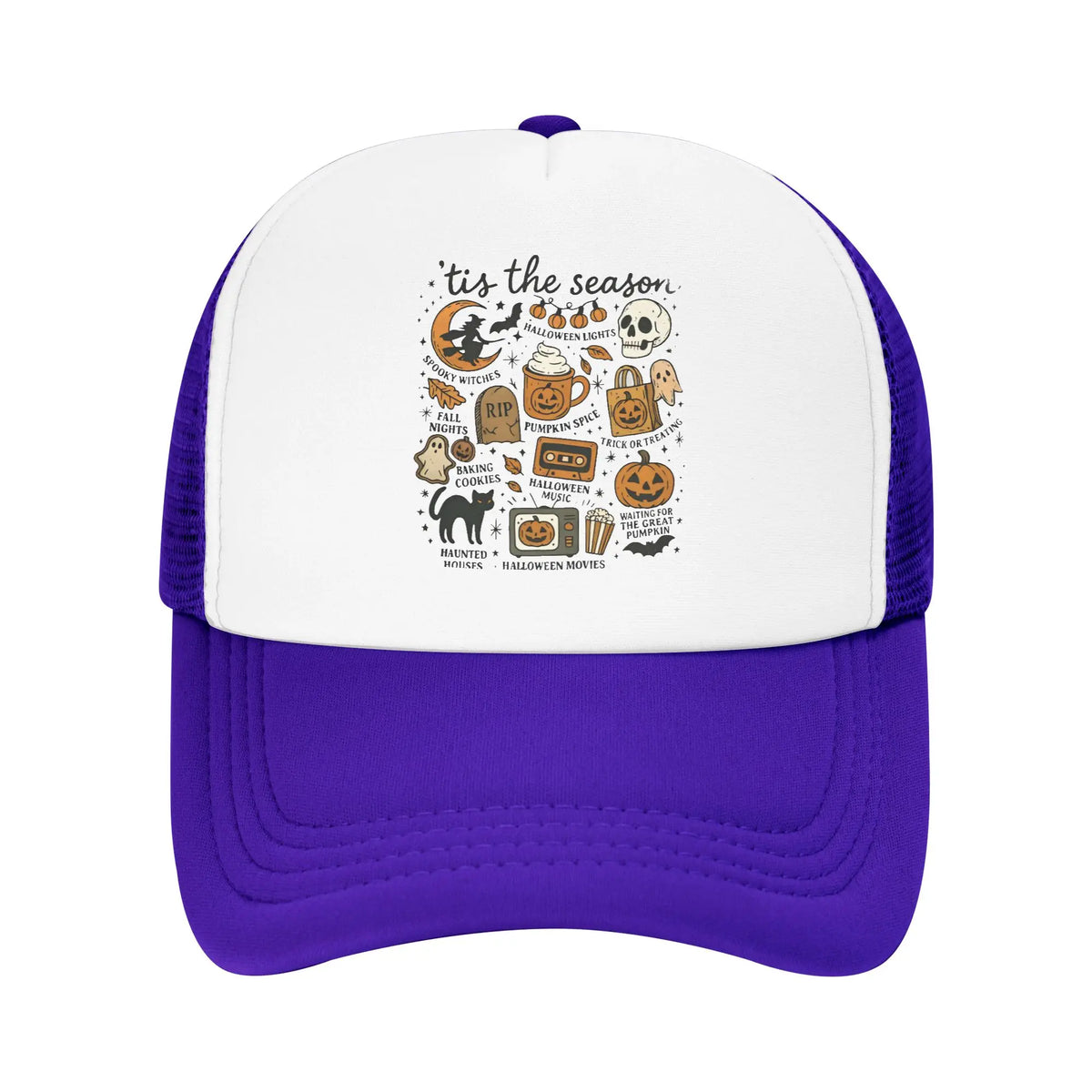 Halloween Trucker Caps Mesh Baseball Caps Ghost Pumpkin