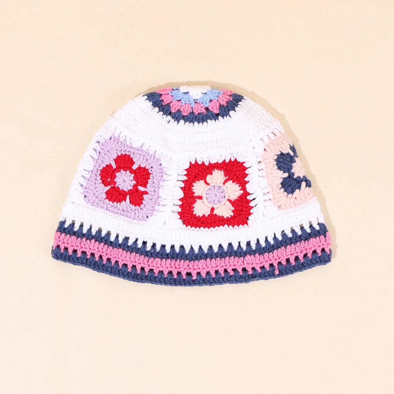 Autumn/Winter Sweet Hollow Handmade Knitted Bucket Hat Flower