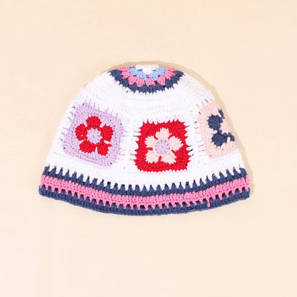 Autumn/Winter Sweet Hollow Handmade Knitted Bucket Hat Flower