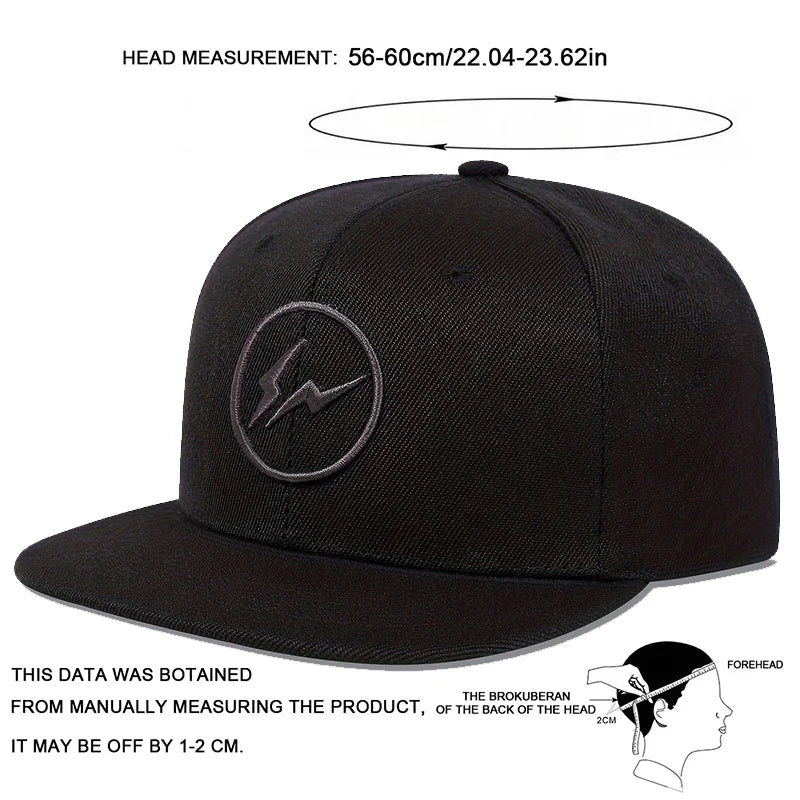 Unisex Lightning Embroidery Hip-hop Hats Snapback Caps