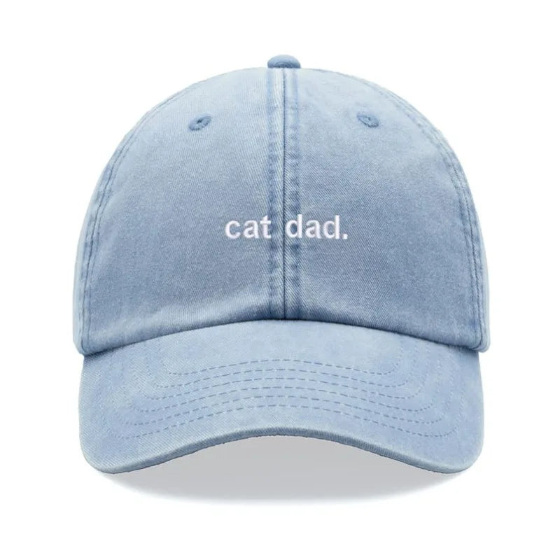 Cat Dad Retro Washed Baseball Cap