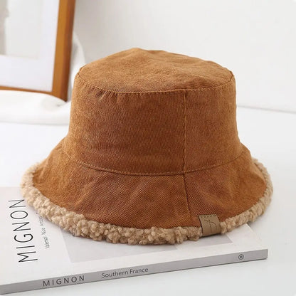Lambswool Winter Bucket Hat Soft Thickened Cold Weather Panama Hat Warm