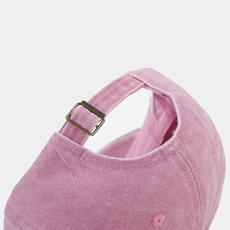 Washed Cotton Baseball Cap Women Men Soft Top Embroidered Love Retro