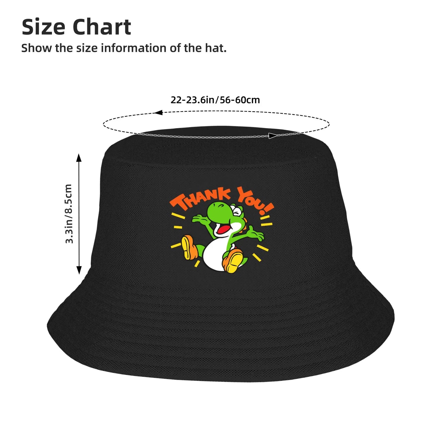 Men Women Bucket Hats Super Mario Yoshi Spring Picnic Headwear Lightweight