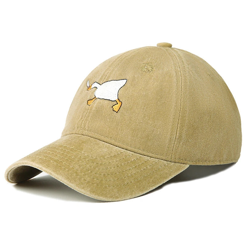 Embroidered Baseball Cap with Goose Pattern