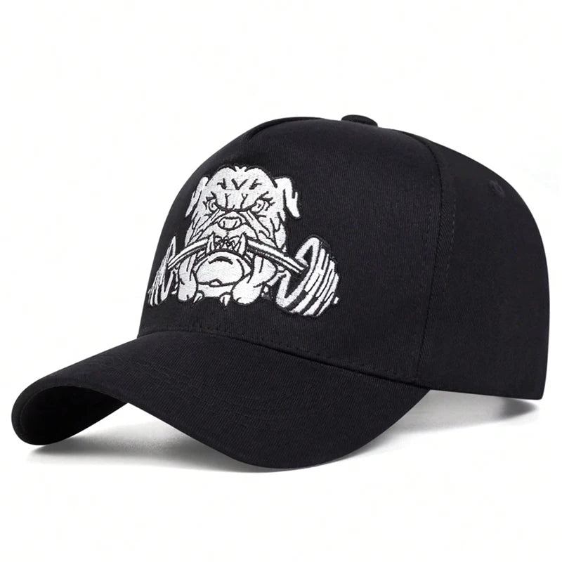 Unisex Bulldog Dumbbells Embroidery Baseball Caps Spring Autumn