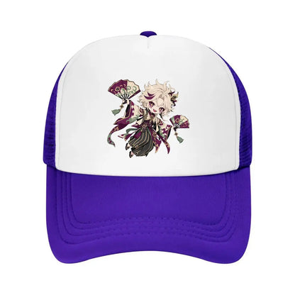 Playful Chibi Demon Fan Mascot Mesh Baseball Cap