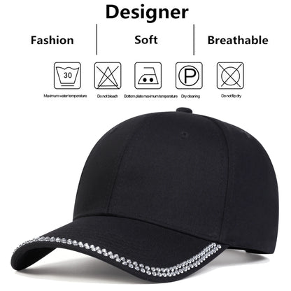 Unisex Diamond Studded Brim Baseball Caps Spring Autumn