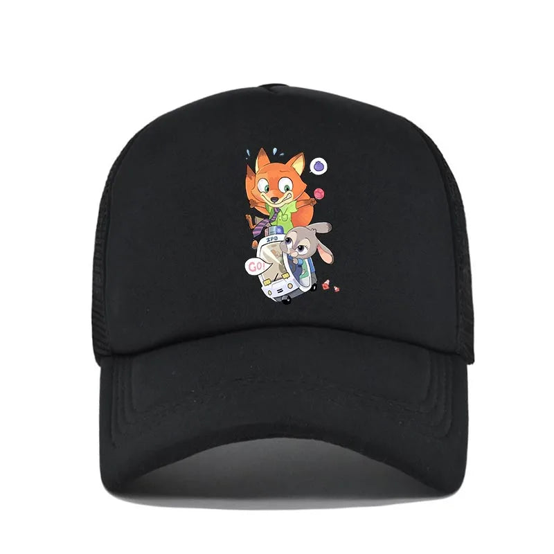 Cartoon Anime Print Baseball Cap Zootopia Judy Nick Sun Mesh Hat