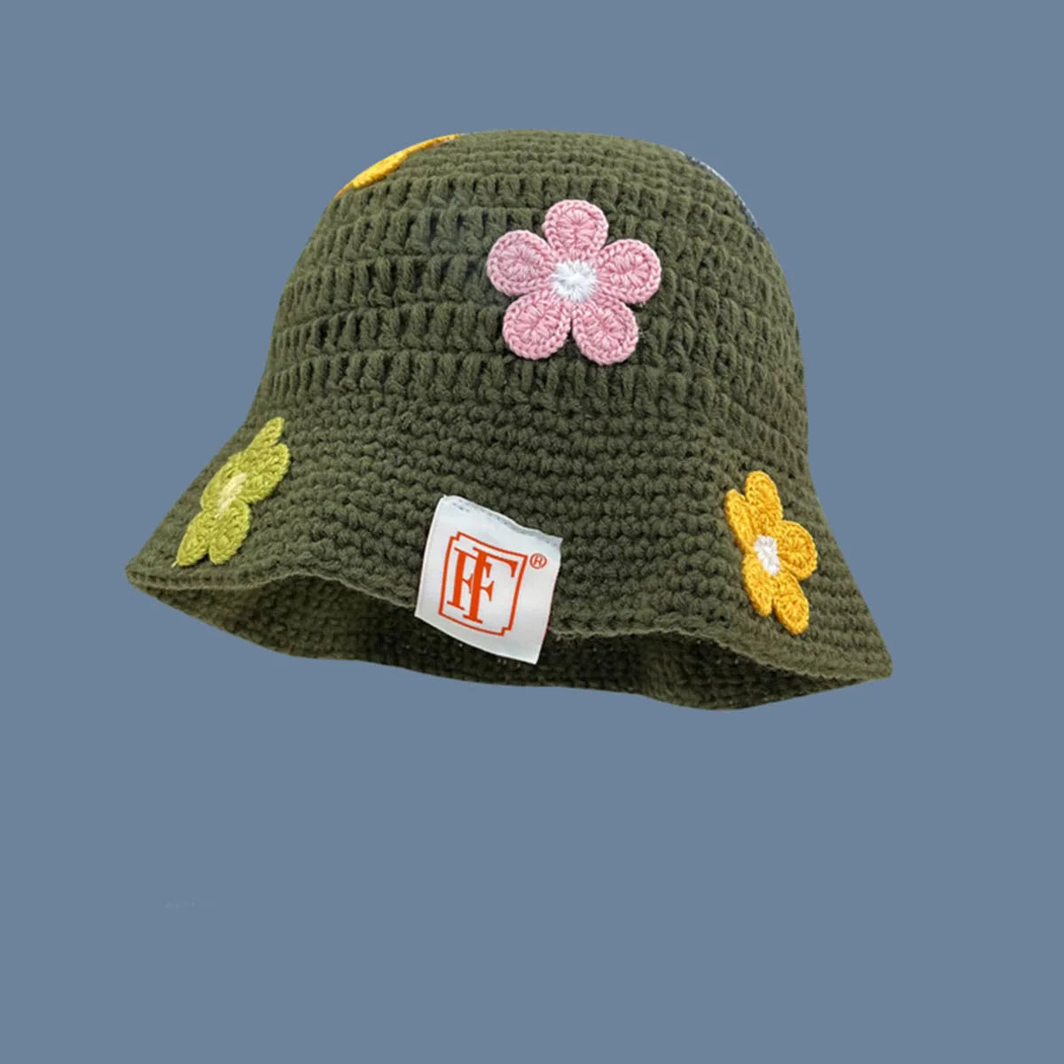 Hook flower Colorful Gradient knittingWoolen Hat Women's