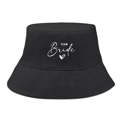Bucket Hat With White "TEAM Bride" Printed Fisherman Cap