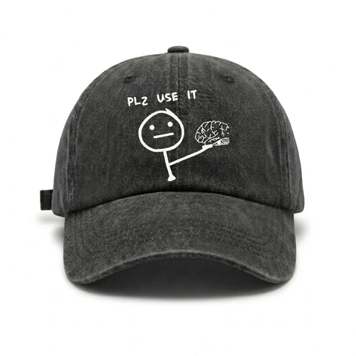 Please Use Your Brain Funny Graphic Vintage Washed Baseball Cap