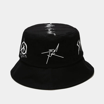 Cotton Bucket Hat Patchwork Graffiti Unisex