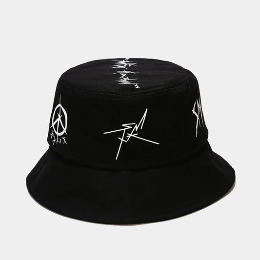 Cotton Bucket Hat Patchwork Graffiti Unisex