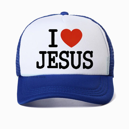 I Love Jesus Print Mesh Breathable Baseball Cap