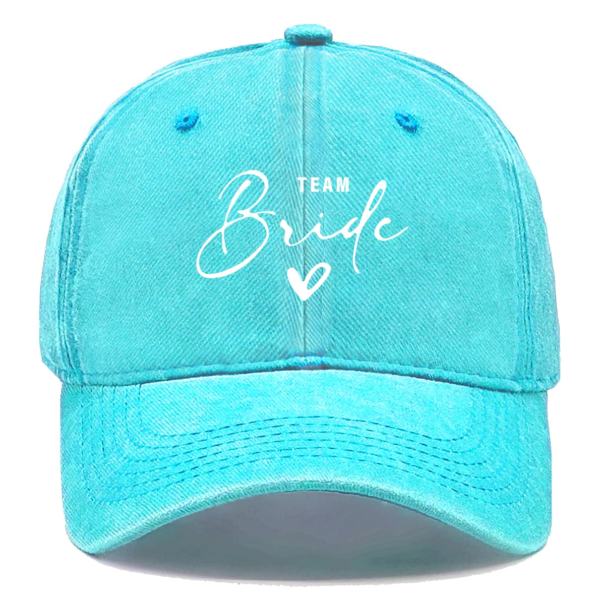 Washed Distressed Snapback Text Team Bride Printed Baseball Hat