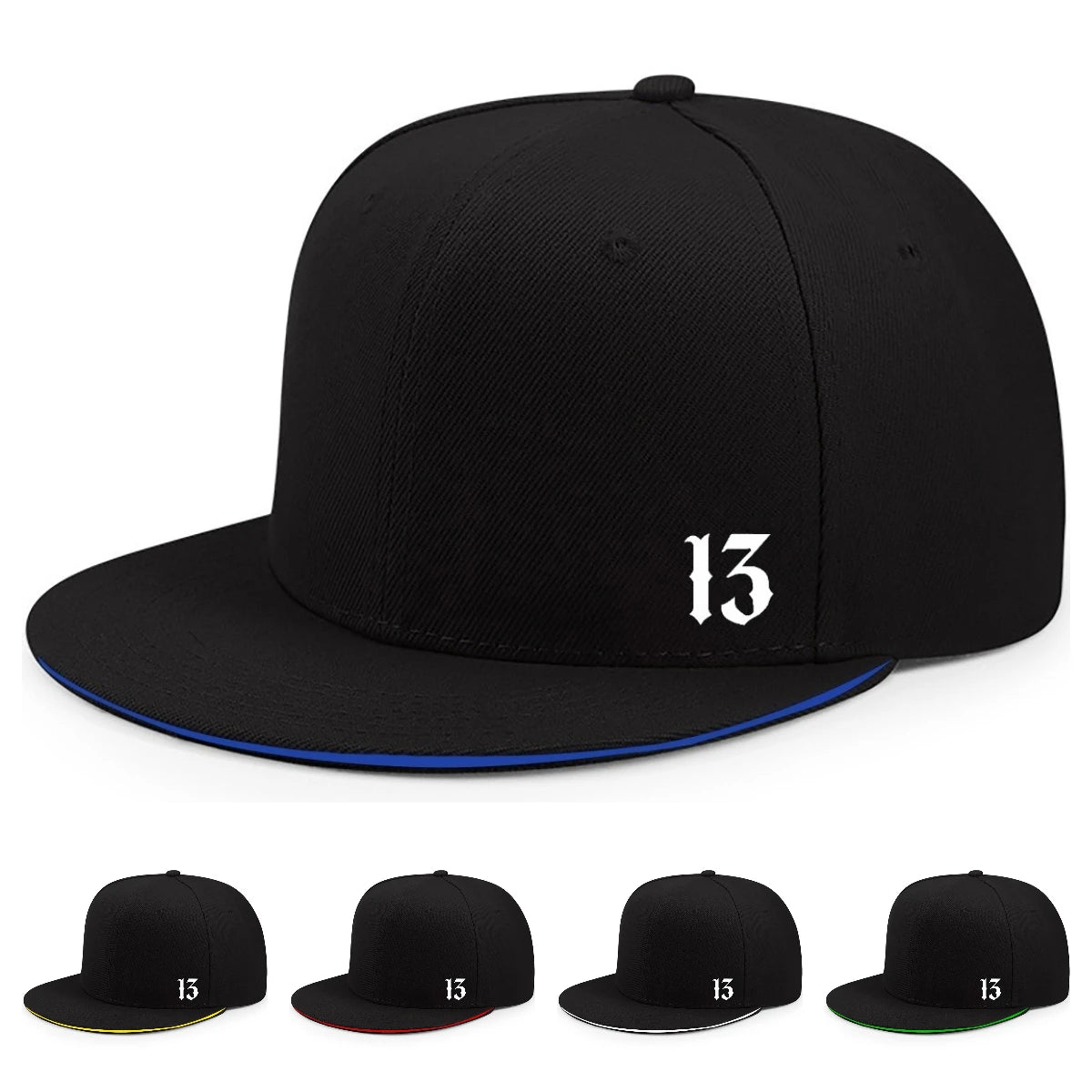 Both Men's And Women's Printed Digital 13 Breathable Flat Brim Hat Snapback Cap
