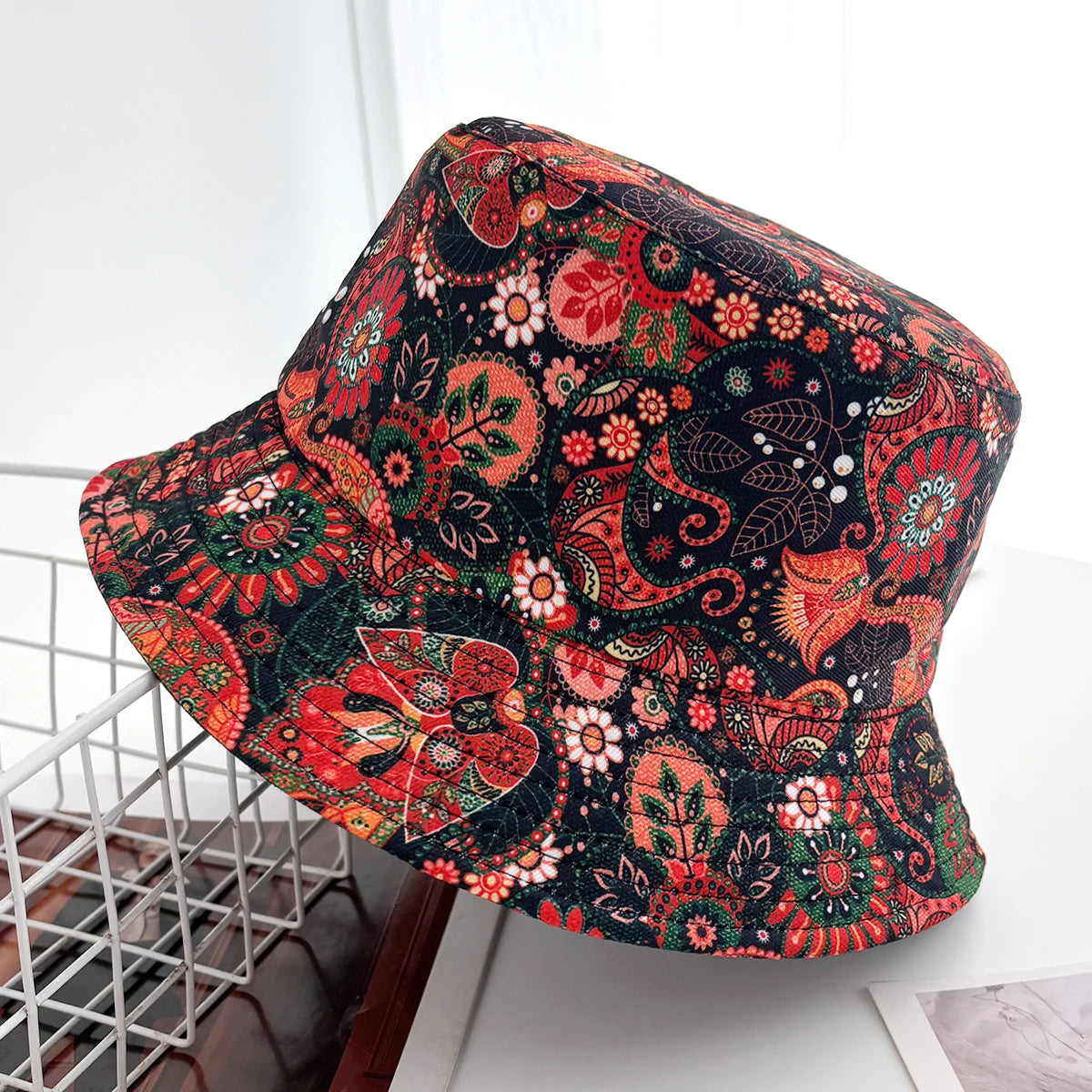 Style Bucket Hat Fisherman Hats Leaf Pattern Panama Cap Caps For Men Woman