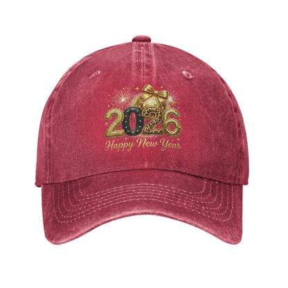 Summer Happy New Year Party 2026 Disco Ball Bow Baseball Cap
