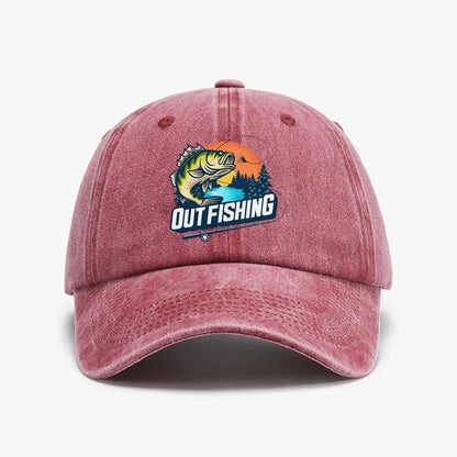 Out Fishing Washed Cotton Baseball Cap