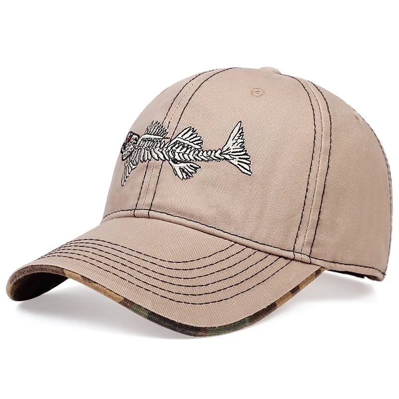 Fishbone Embroidered Baseball Cap