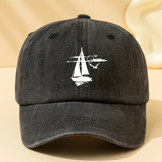 Sailing Printed Retro Washed Baseball Cap