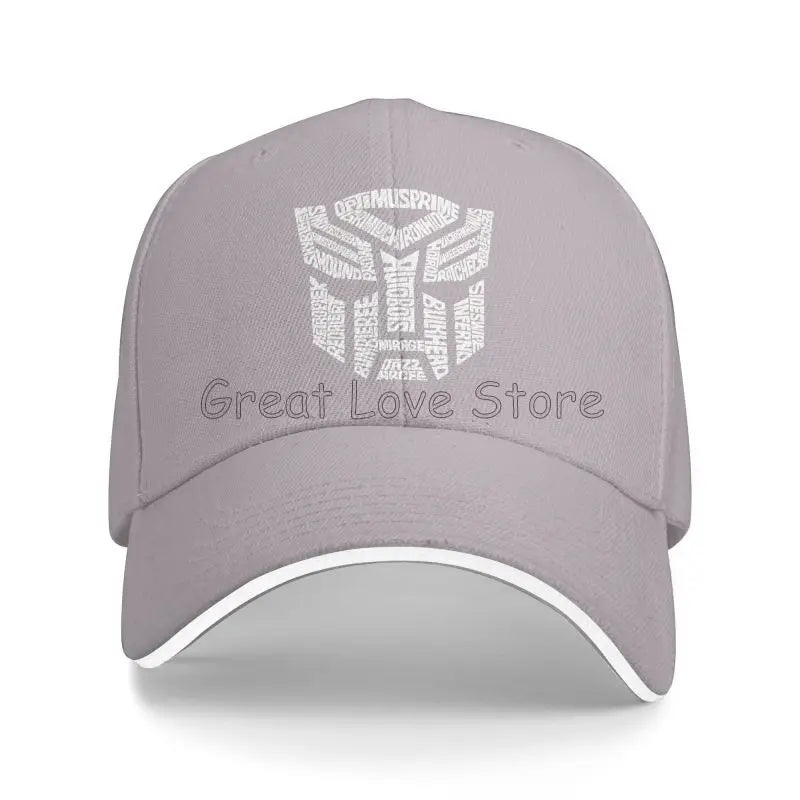 White Transformer Autobots Film Print Baseball Cap Sandwich Hats Men Women