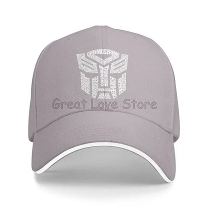 White Transformer Autobots Film Print Baseball Cap Sandwich Hats Men Women