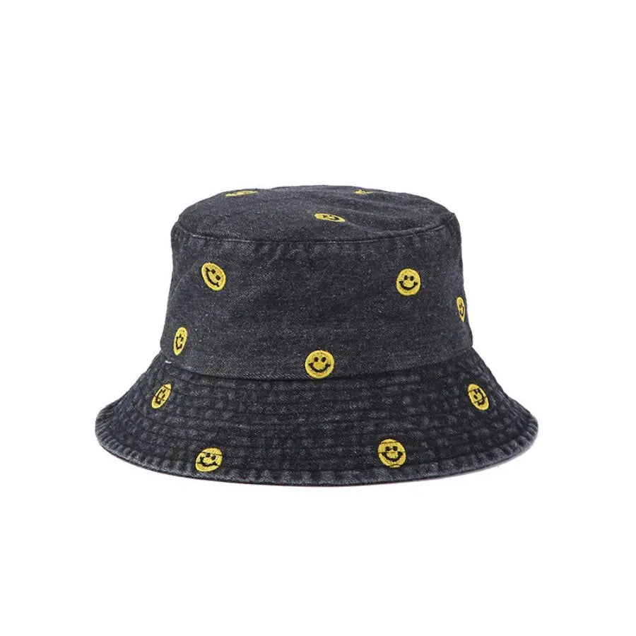 Spring Summer Strawberry Embroidery Denim Jeans Bucket Hat For Men Women