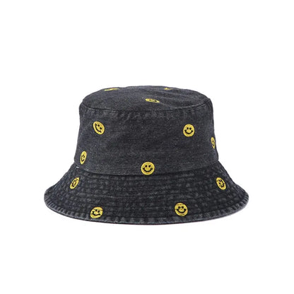 Spring Summer Strawberry Embroidery Denim Jeans Bucket Hat For Men Women