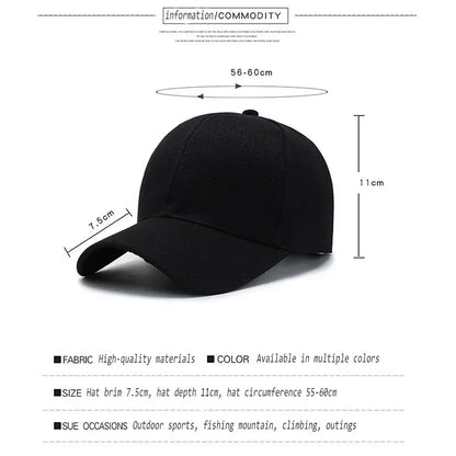 Unisex Solid Black Baseball Cap