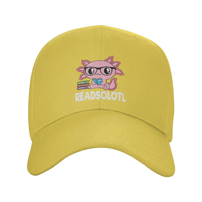 Readsolotl Axolotl Book Lover Funny Reading Baseball Cap