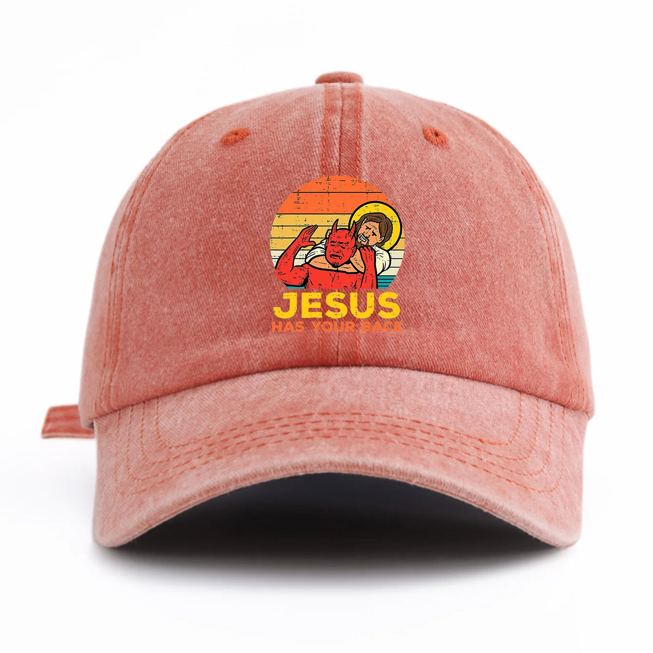 JESUS HAS U BACK Print Washed Baseball Cap For Adults