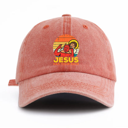 JESUS HAS U BACK Print Washed Baseball Cap For Adults