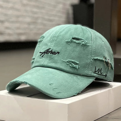 Unisex Asher Embroidery Hole Iron Ring Baseball Caps