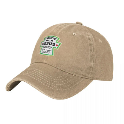 Catch Up With Jesus, Christian, Humorous Denim Hat Baseball Hat