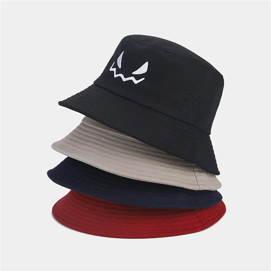 Halloween Pumpkin Embroidery Bucket Hat Double Sides