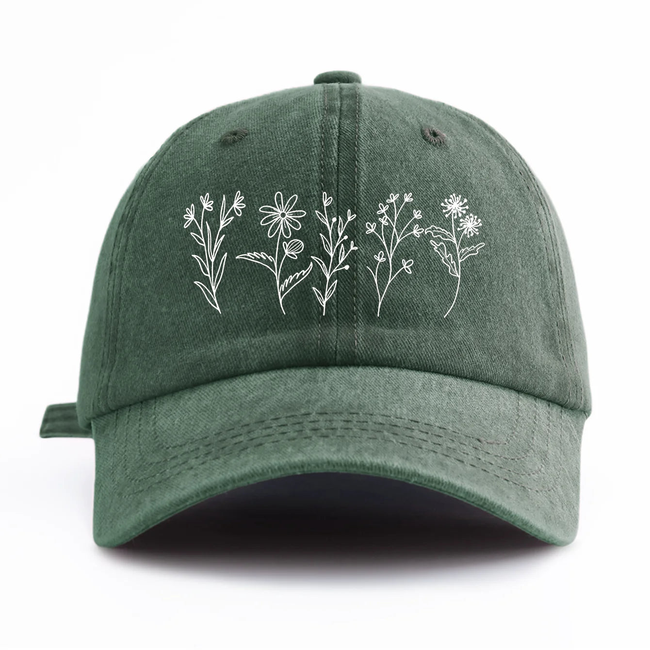 Flowers Print Washed Baseball Cap for Adults