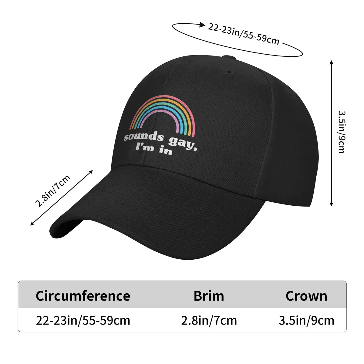 Fashion Sounds Gay I'm In LGBT Pride Rainbow Racerback Curved Brim Baseball Cap