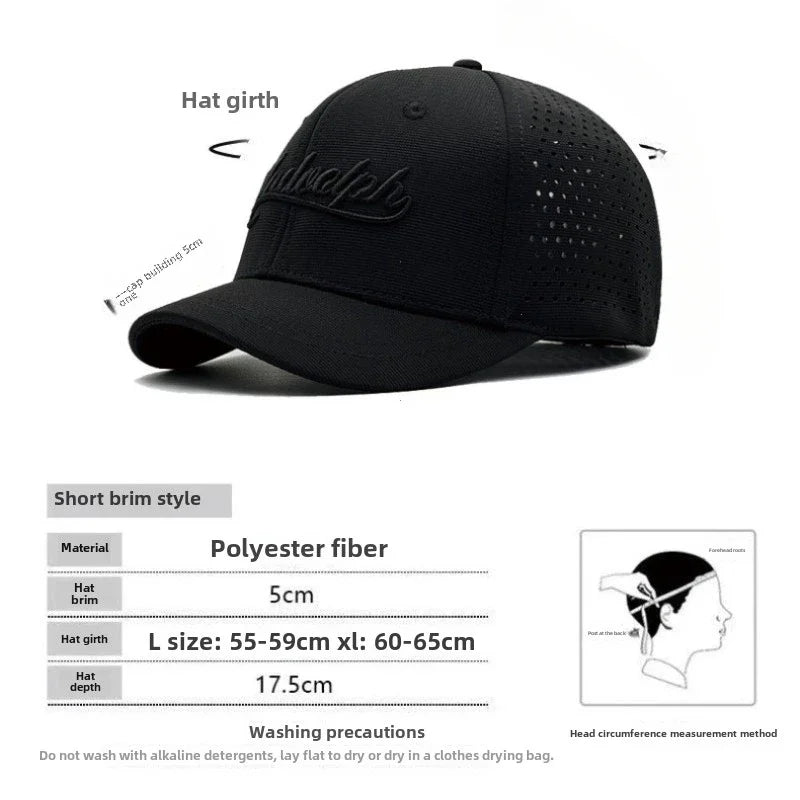 Short Brim Baseball Cap For Men Mesh Fitted Caps