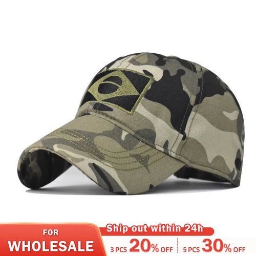 Army Camouflage Male Baseball Cap Men Embroidered Brazil Flag