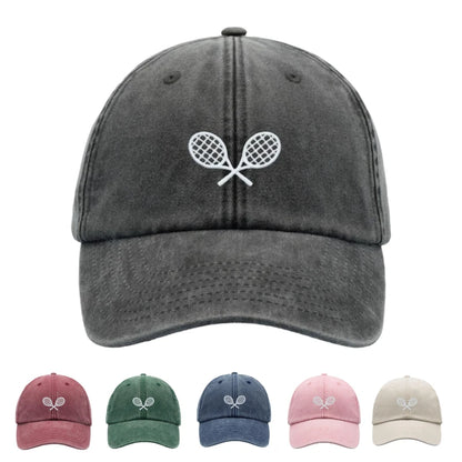 Tennis Racquets Crossed Retro Washed Baseball Caps