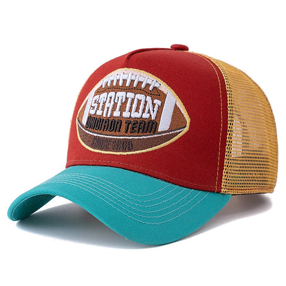 Unisex Football Pattern Mesh Summer Breathable Baseabll Cap