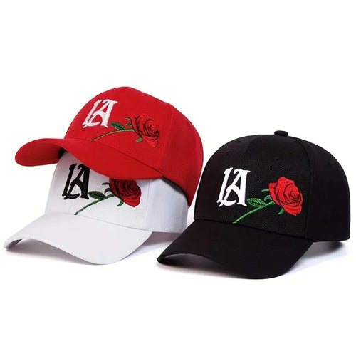 Unisex LA Rose Embroidery Baseball Caps Spring and Autumn Outdoor