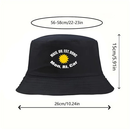 Black Bucket Hat With Sun Embroidered Summer Fisherman Cap For Men Women