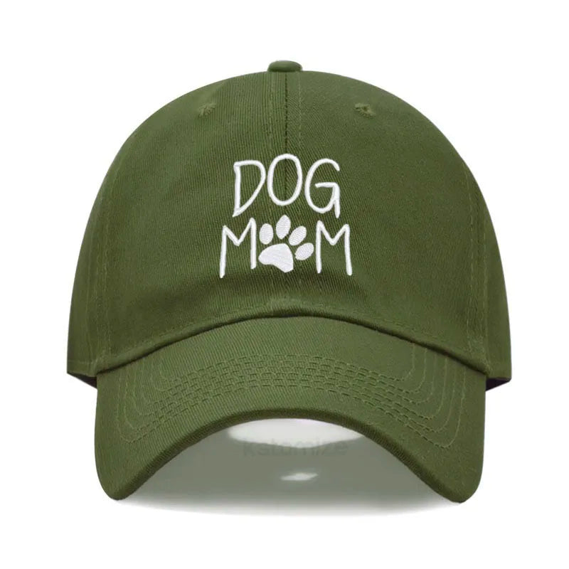 Vintage Washed Cotton DoG MOM Embroidery Baseball Cap For Men Women