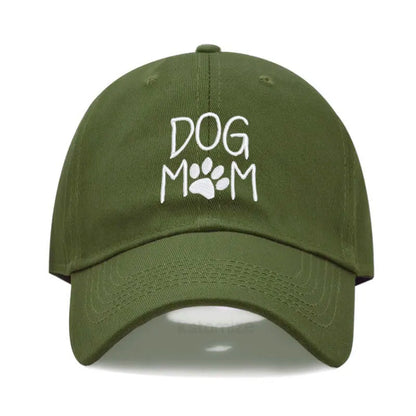 Vintage Washed Cotton DoG MOM Embroidery Baseball Cap For Men Women