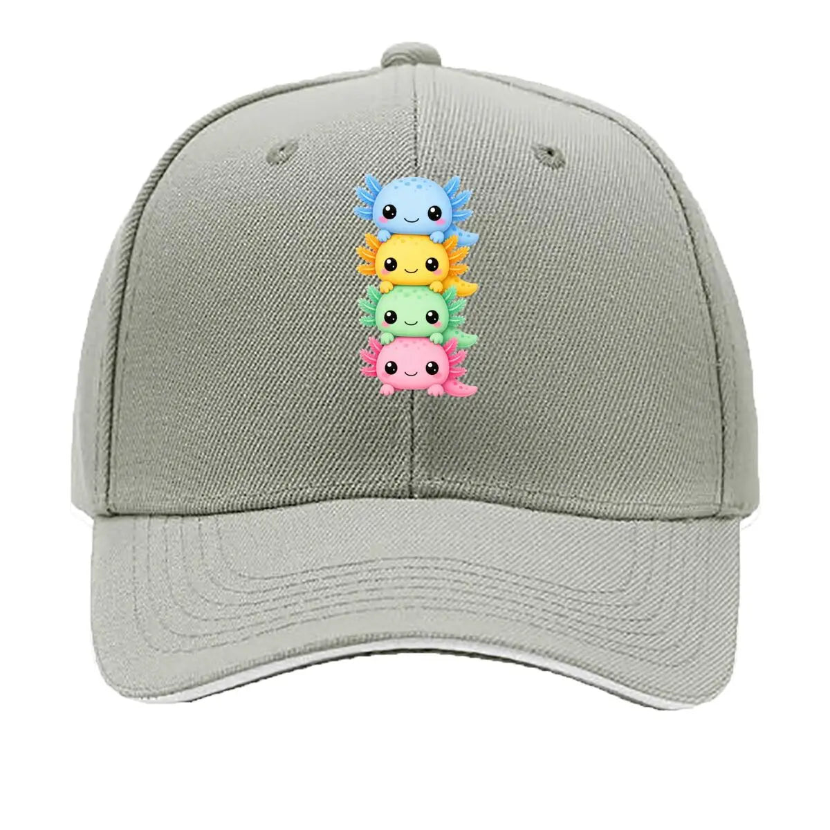 Cute Pastel Axolotl Friends Stack Sandwich Baseball Cap