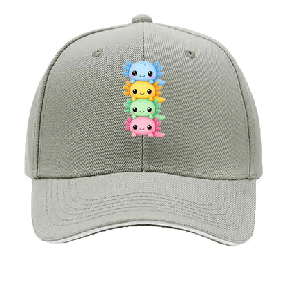 Cute Pastel Axolotl Friends Stack Sandwich Baseball Cap